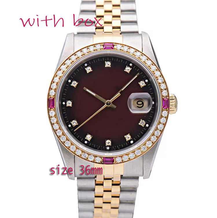 

Ladies Fashion Diamond Watch 36mm Red Dial Stainless Steel Bracelet Automatic Mechanical Water Resistant Multicolor Available, Tool