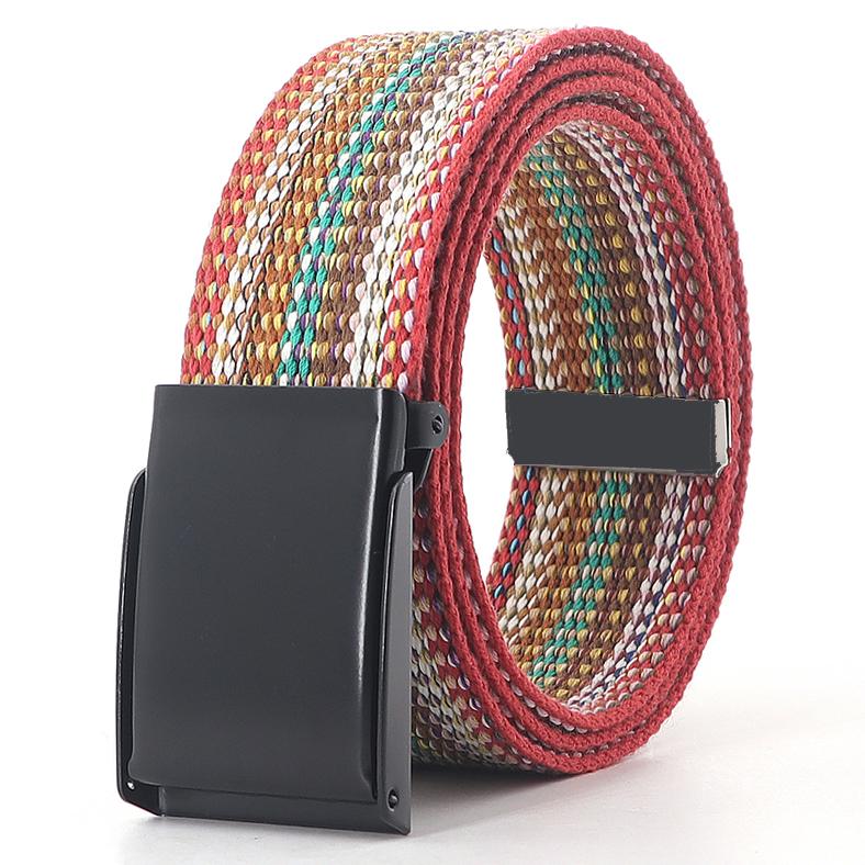 

Belts 3.8cm Wide Smooth Buckle Belt Color Male And Female Students Korean Jeans Accessories Youth Leisure Nylon National Wind, Black