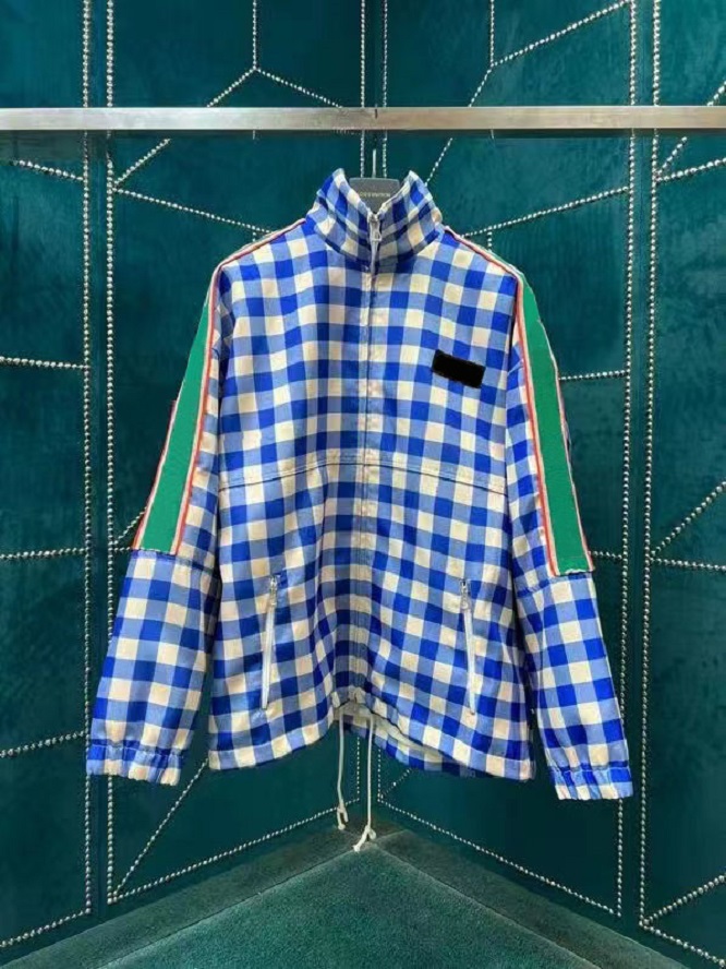 

2022ss Autumn and winter new fashion alphabet jacquard plaid alphabet jacket zipper hoodie women's men's jacket