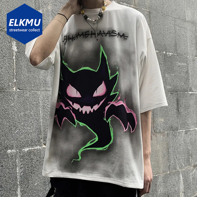 

Mens Short Sleeve T Shirt Devil Printed Oversized Hip Hop Tee Women Streetwear Harajuku T shirt Summer Plus Size Loose 220616, Gray