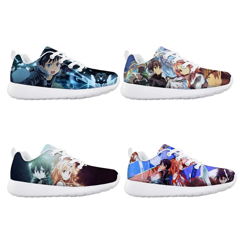 

Athletic & Outdoor Boys Girls Flat Sport Sneaker Anime Sword Art Online Cartoon 3D Print Running Basketball Shoes Child Kids Enfant ZapatosA, Black