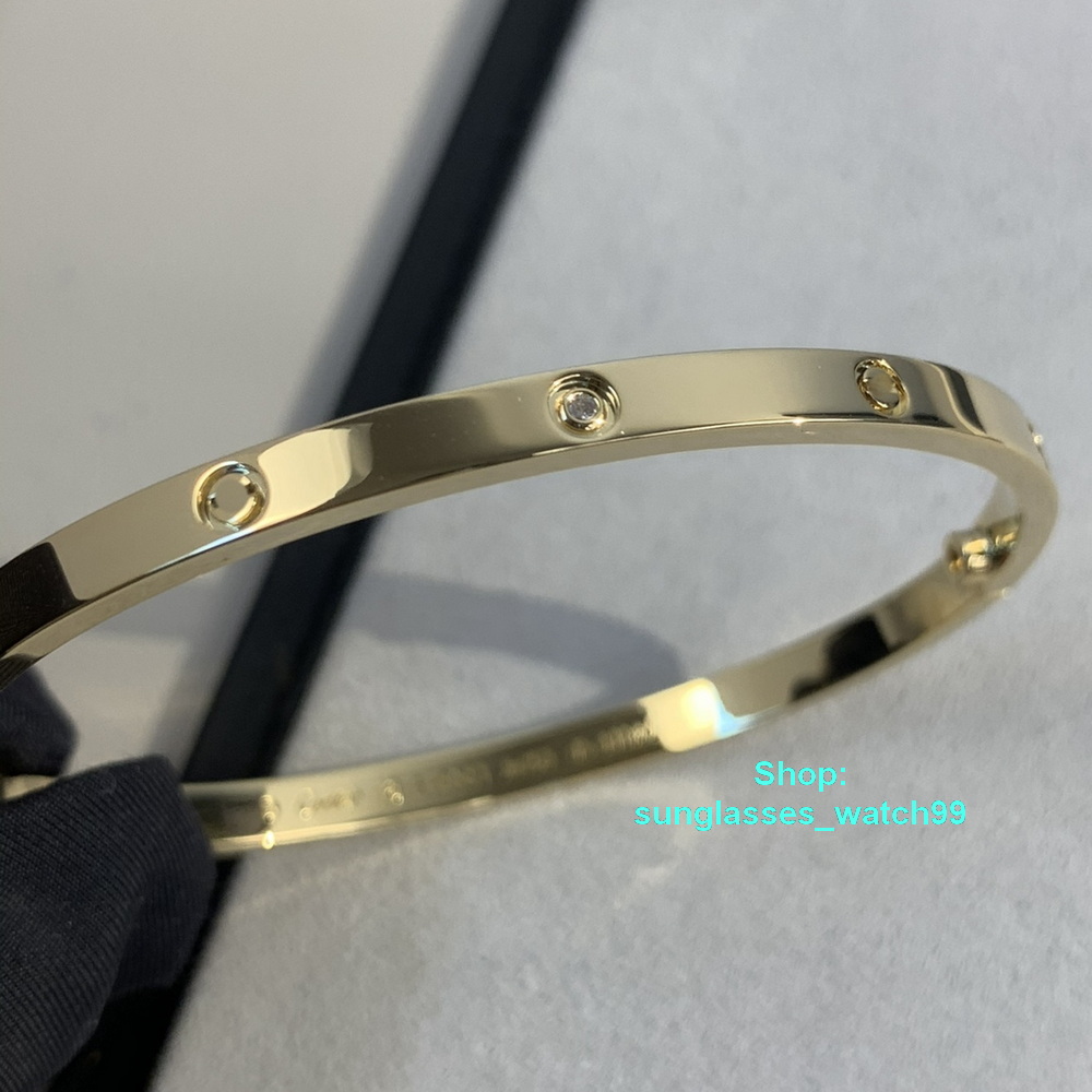 

XIS diamonds Love bangle narrow version bracelet gold Au 750 18 K never fade 16-19 size with box official replica top quality luxury brand ladies bangles couple