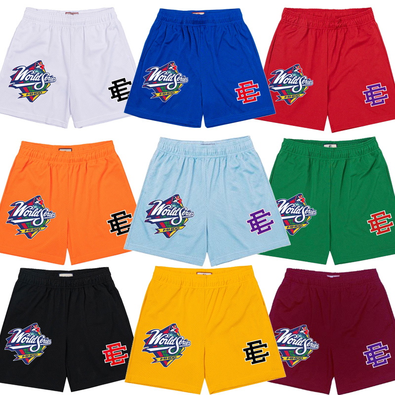 

2022 INS tide brand EE High Street baseball sports Men's shorts American Eric Emanuel mesh breathable quarter beach pants Casual Hip Hop Plus Size Shorts, Ee light blue