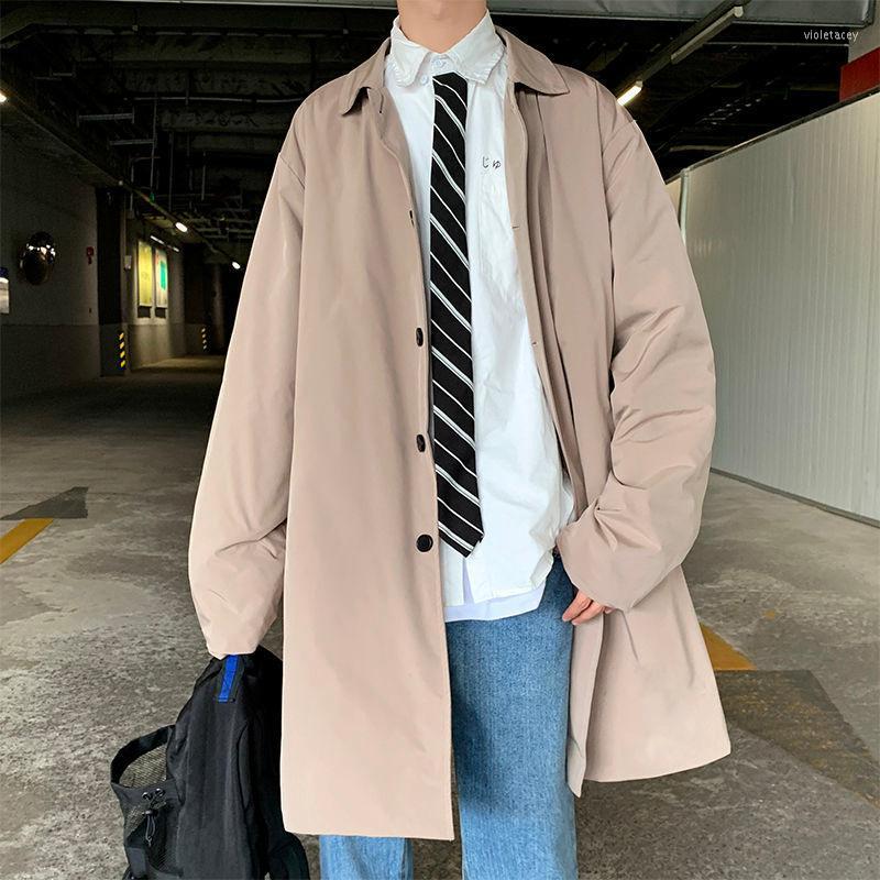 

Men's Trench Coats Large Size Coat Fashion Casual Long Men Streetwear Korean Loose Windbreaker Jacket Mens Overcoat -5XL Viol22, Khaki