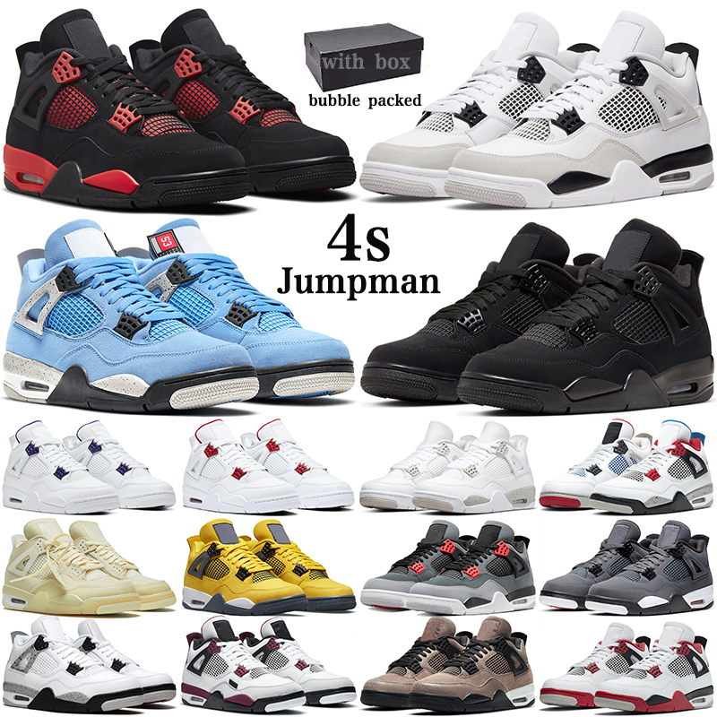 

Jumpman 4s Mens Basketball Shoes Military Black Cat 4 Sail Red Thunder University Blue Cactus Jack White Oreo men women outdoor sports trainers sneakers With Box, 28