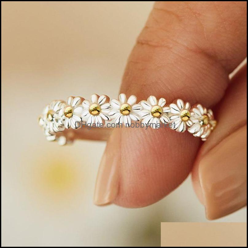 

Sier Plated Metal Daisy Rings For Women Korean Cute Flower Leaf Adjustable Finger Ring Wedding Engagement Jewelry Gifs Drop Delivery 2021 Ba