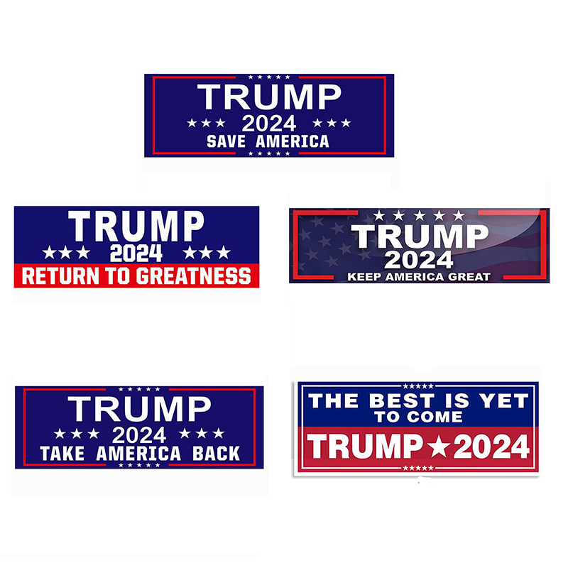 

10pcs 3x9inch Trump 2024 U.S. General Election Car Bumper Flags Stickers House Window Laptop Decal Take America Back Keep America Great Sticker 701 D3