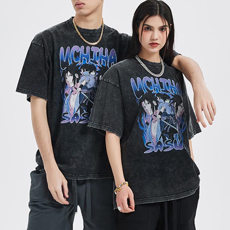 

Men's T-Shirts Anime Sasuke Printed T Shirts Men Hip Hop Streetwear T-shirt Japanese Fashion Harajuku Cotton Tshirt Short Sleeve Casual Tees, Black
