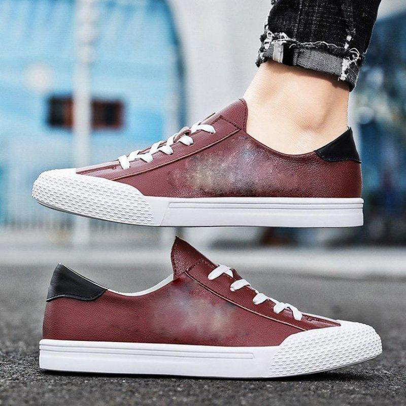

Board Shoes Men PU Leather Color Matching Fashion Classic Embroidery Cartoon Pattern All-match Comfortable Thick Bottom Daily Outdoor Casual Shoes HM371-1, Clear