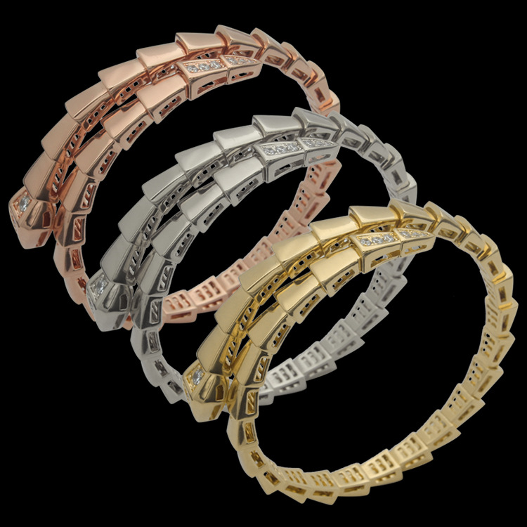 

Luxury designer ladies jewelry simple bracelet Ladies spring opening snakehead bracelet high quality jewelry