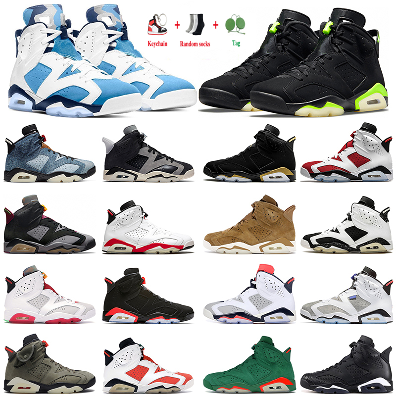 

New 6 6s Men Basketball Shoes Mint Foam Electric Green Midnight Navy University Blue Bordeaux Hare UNC Infrared White Red Oreo Washed Denim Sports Trainer Sneaker, #19 white infrared