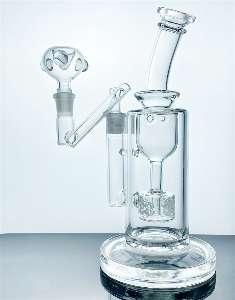 

2022 Brand New Hookah 9" Heavy Duty Borosilicate Glass Ring Incycler Rig Water Hose w 1 perc Seed of Life 60mm Diameter with 14mm Bulb Z Converter GS001 Gun