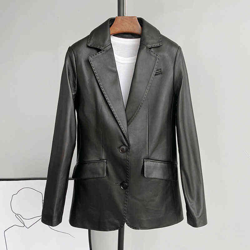 

Autumn Newcomers Women Genuine Leather Jackets Lady Sheepskin Blazer Classic Black Mid Length CL4023 J220727