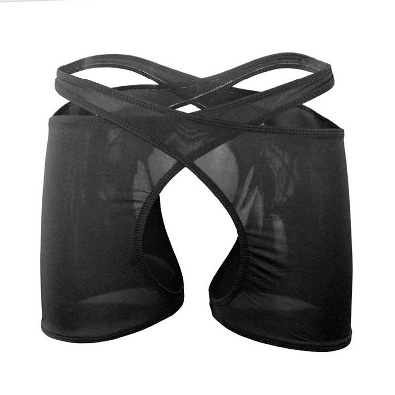 

Underpants Funny 2022 Crotchless Panties For Men Ice Silk Boxer Shorts Homme Hole Calzoncillo Hombre, Black