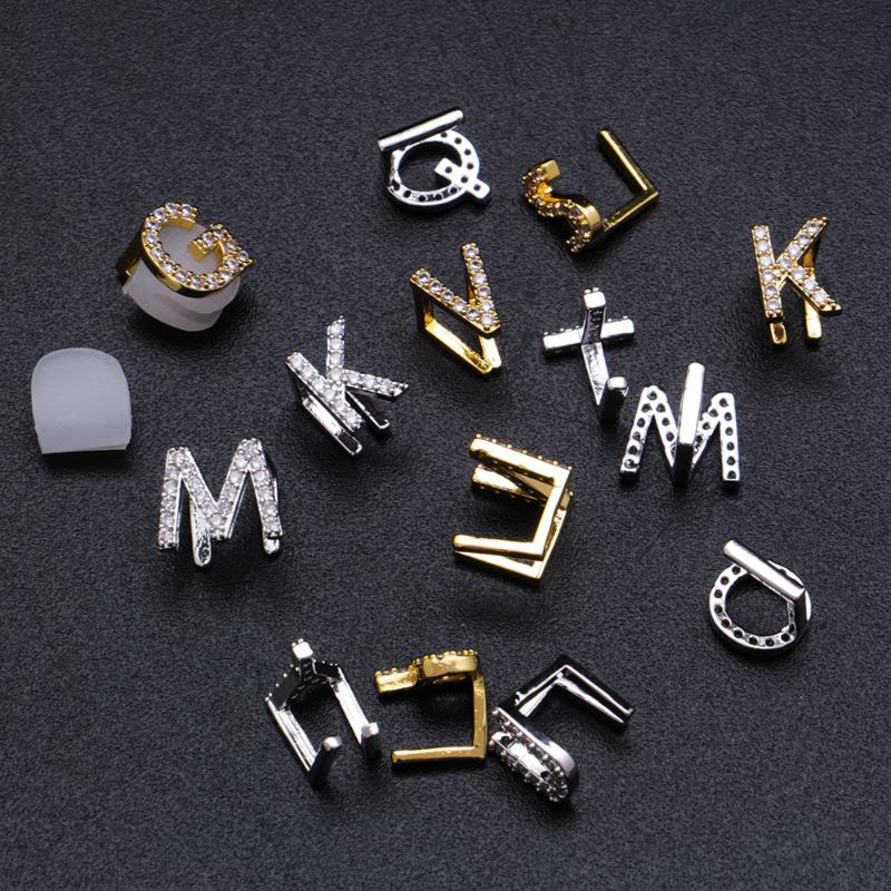 

Other Zircon Stone Pave Bling Iced Out Single Letter Teeth Grillz Men Name Grills Cosplay Party Rapper Jewelry Gold ColorOther