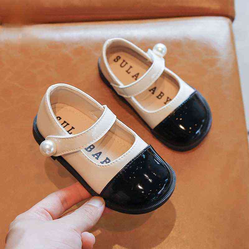 

Children's Flats Shoes Girl Princess Party Performance Single Shoes dent New Autumn Pearl Kids Leather Shoes G98 L220716, Khaki