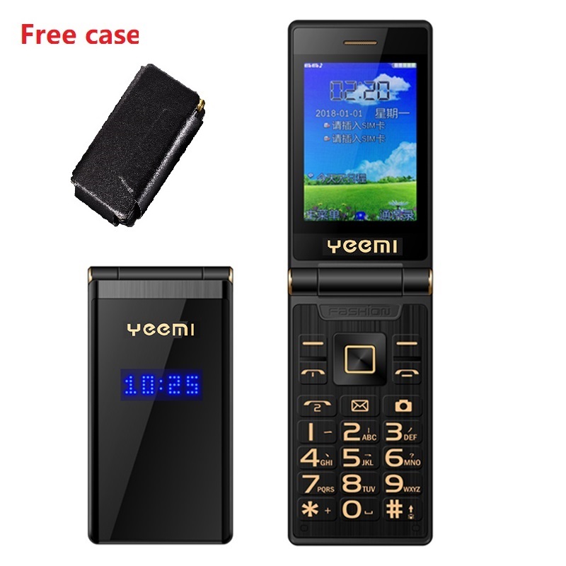 

Free case Unlocked Flip Cell phone Luxury Big Keyboard 2.8" Touch Screen Long Standby Camera MP3 Redcording Radio BT SOS Bright Display Dual Sim Card Mobile Cellphones, Gold