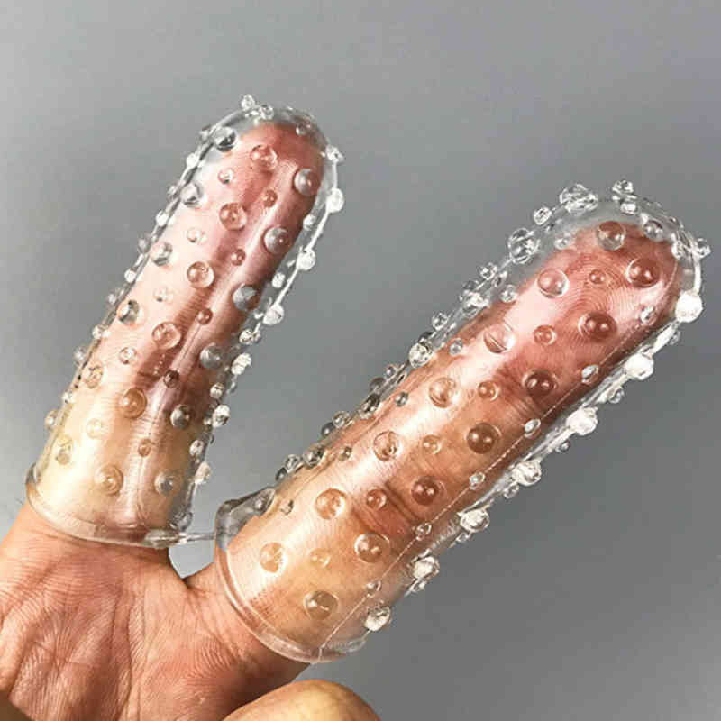 Massager Sexy Toyshighly Elastic Finger Sleeve with Particles g Spot Massage Clitoral Stimulation Reusable Condom Orgasm Sex Toys for Women Men-image-776764873