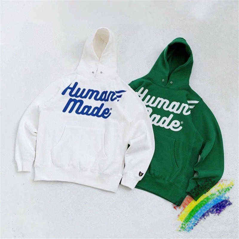 

White Green HUMAN MADE Hoodie Men Women high quality HUMAN MADE Streetwear Pullover T220802