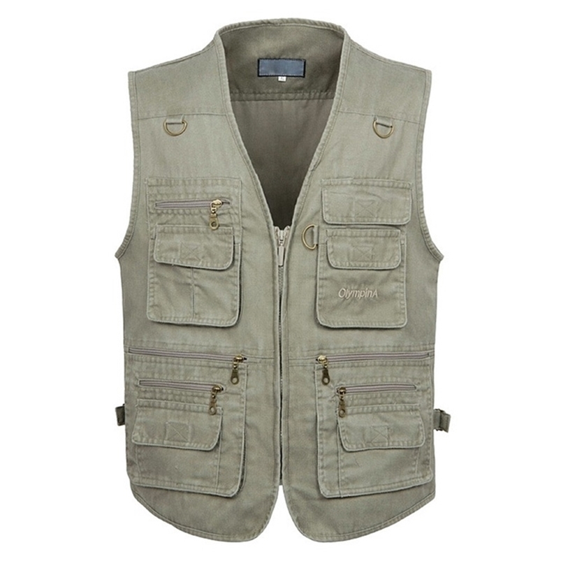 

8XL 9XL 10XL Male Casual Summer Big Size Cotton Sleeveless Vest With Many 16 Pockets Men Multi Pocket P ograph Waistcoat 220727, Blue