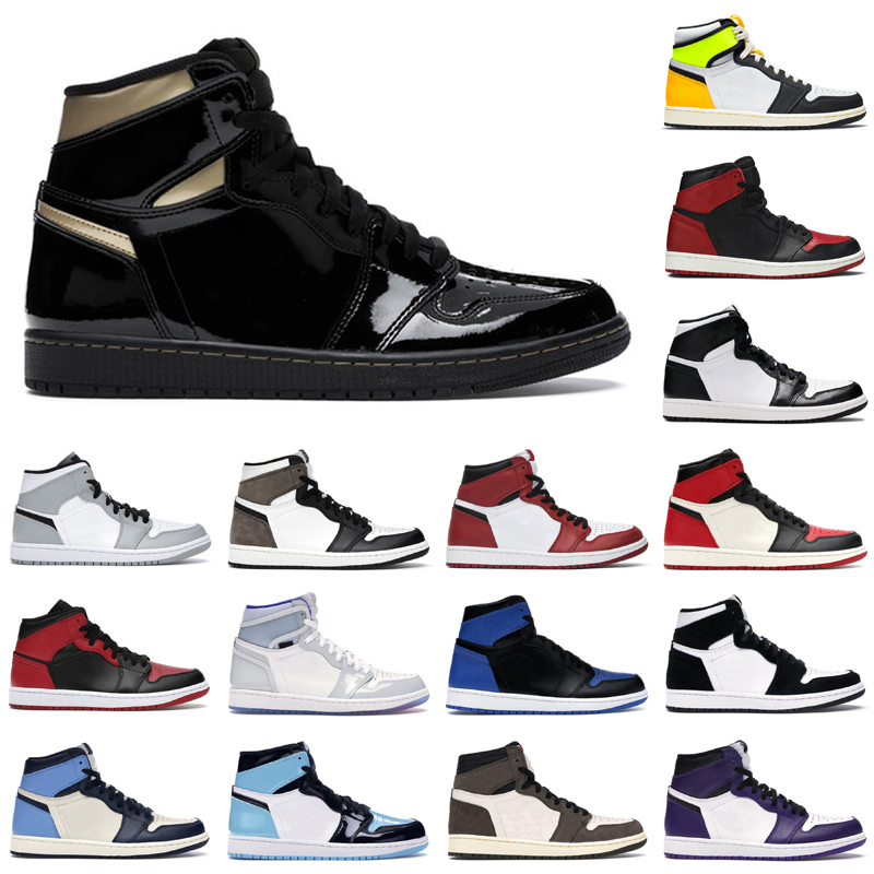 

New Basketball Shoes Men Women Jumpman 1s High OG 1 Black Metallic Gold University Blue Fire Red Casual Trainers Designer Sneakers, As photo 15