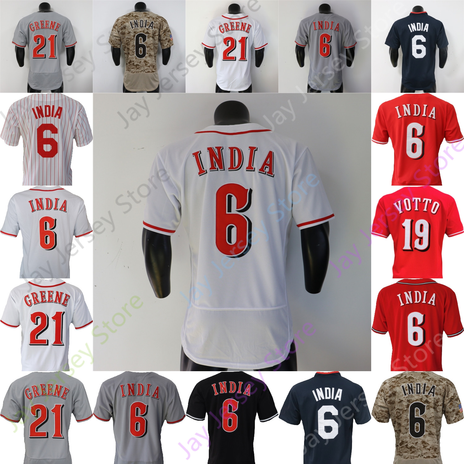 

Jonathan India Jersey Joey Votto Hunter Greene Grey Black Fashion Navy Camo Grey Red White Men Women Youth S-3XL, 6 jonathan india grey player