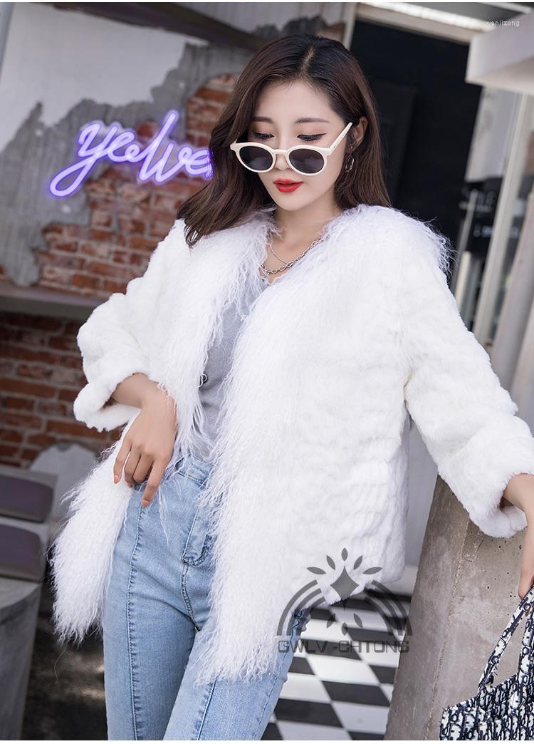 

Women' Fur & Faux Luxurious Genuine Real Natural Coat With Lamb Collar Girl' Fashion Warm Winter Jacket, Blue