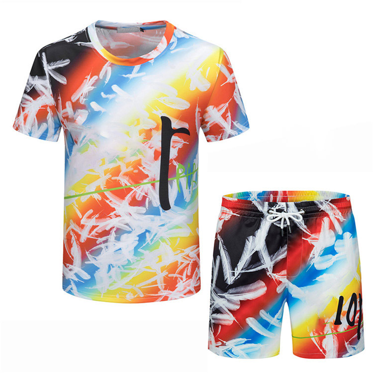 Summer Men's Tracksuits Short Sleeve T-Shirt Top Shorts Set Sportswears Suit Mens Sportswear M-3XL