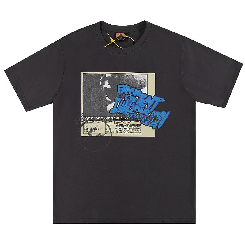 T-shirts pour hommes Hip Hop Catcus Jack Fragment Lettre Imprimé Col Roulé T-shirts D'été Pour Hommes Et Femmes Coton À Manches Courtes T-shirt S
