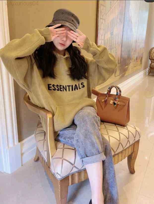 

2022 fw Essentials Fog Knit Pullover Letter Hoodie Sweater Men