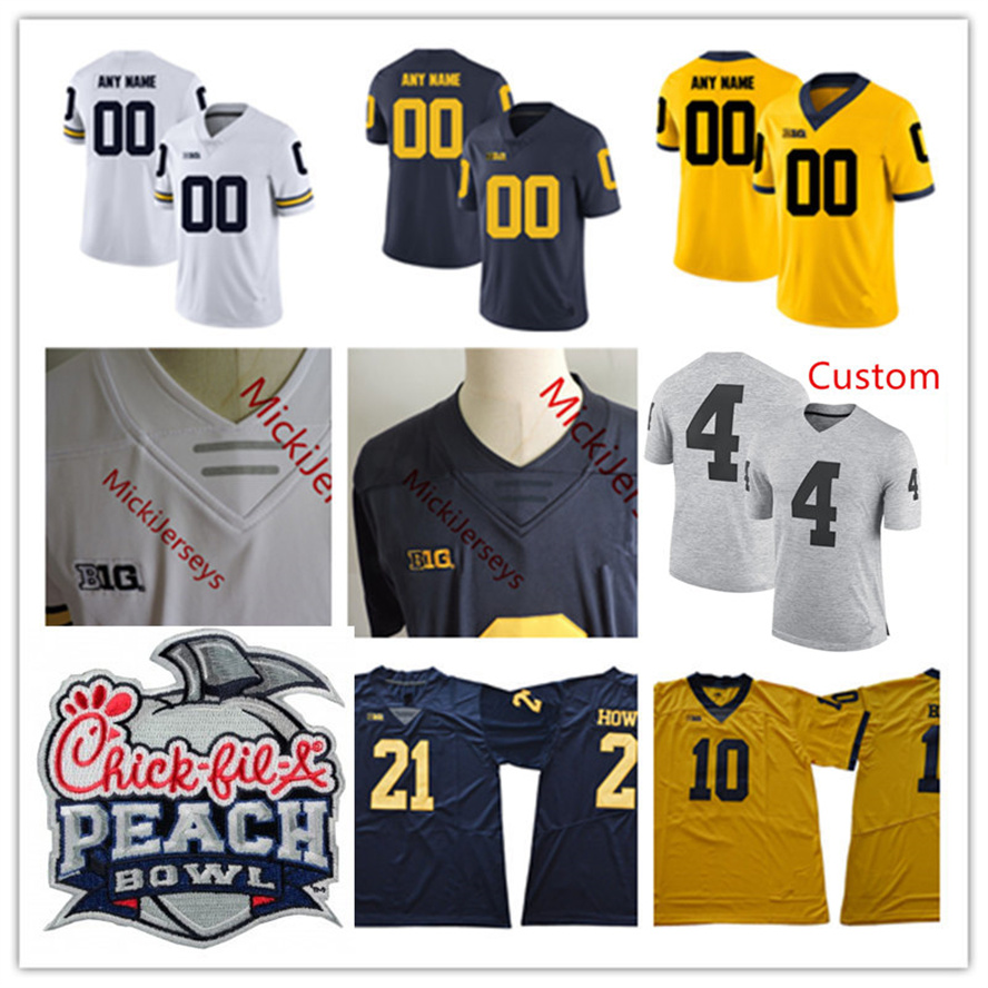 

2022 NCAA Custom Michigan Wolverines Stitched Football Jersey 25 Junior Colson 20 Kalel Mullings 36 Andre Seldon 31 Jor dan Morant 28 Darion Green-Warren 6 R.J. Moten, White with 42 patch
