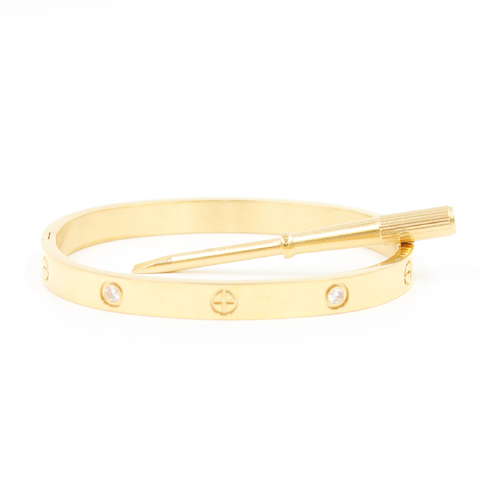Cuff Love Bangle 18K Gold Never Fade 15-22 Size With Dust bag With Screwdriver Top Quality Luxury Brand Gift For Girlfriend Couple Bracelet-image-775661014