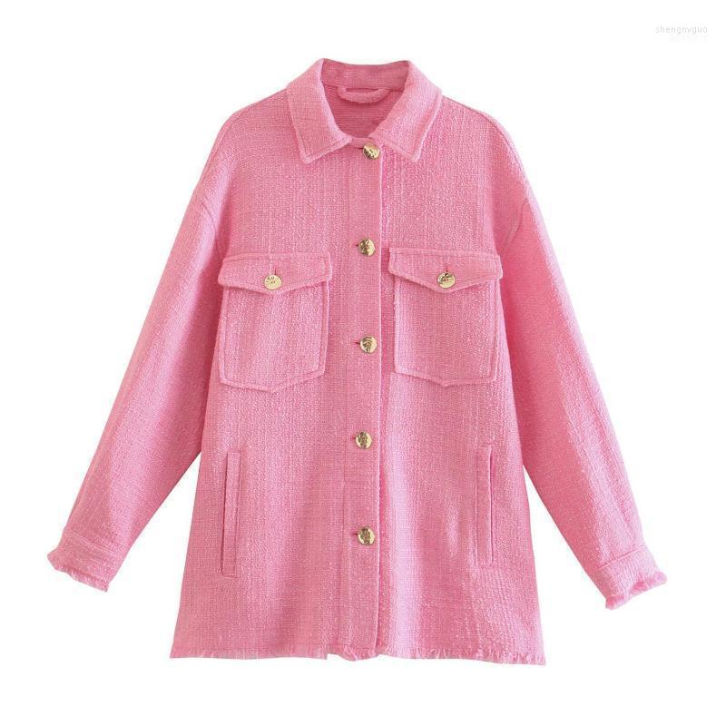 

Women's Jackets Fall 2022 Street Hipster Europe And The United States A Undertakes Type Loose Blouse Coat Lapels, Pink