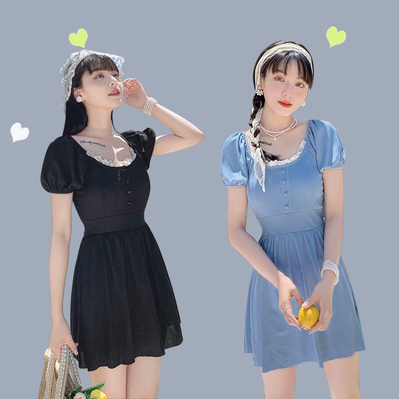 

Women' Swimwear Limonluckj2022 One-Piece Swimsuit Covering Belly Thinning Student Mini Skirt Spring Dress Swimming Suit For WomenWomen, Black