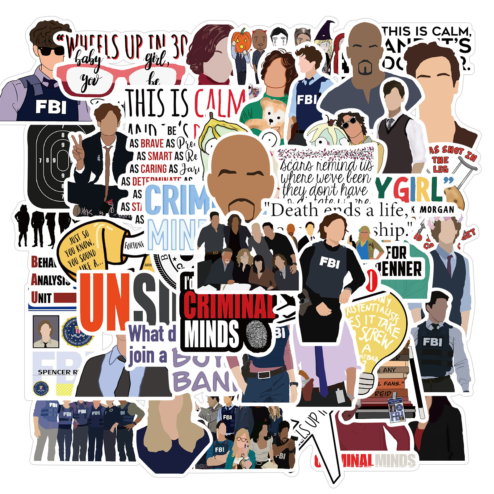 

New Sexy 50pcs TV Series Criminal Minds Stickers DIY Car Guitar Motorcycle Luggage Suitcase Laptop Ins Classic Toy Decal Sticker for Kid