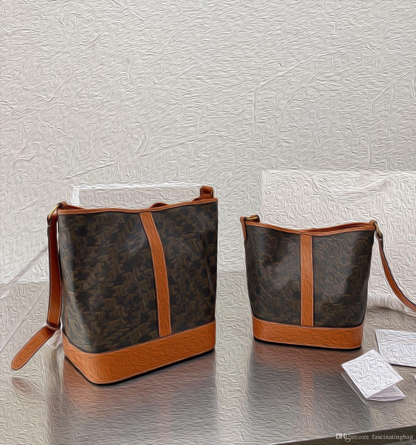 

2021 Crazy Sales Fashion C Luxury High Quality Bucket Bag Handbags Waterproof Material Vintage Old Pattern Triomphe Designs, Deep brown