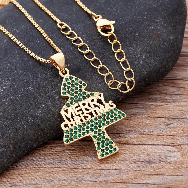 

Pendant Necklaces Design Christmas Gift Series Tree Bell Elk Gold Chain Necklace For Women Kids Copper CZ Exquisite JewelryPendant Necklaces