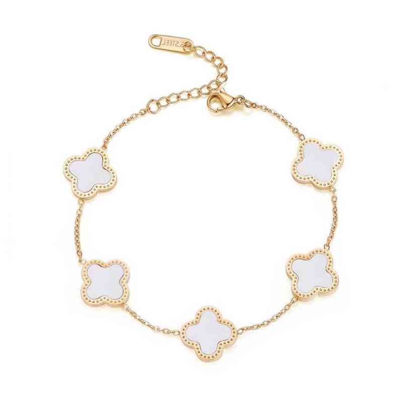 

Wholesale Jewelry Malachite Four Leaf Clover Bracelet Women Stainless Steel Classic Designer 18k Goldj1