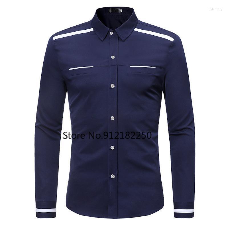 

Men' Dress Shirts Mens Fashion Casual Button Down 2022 Brand Slim Fit Long Sleeve Shirt Men Business Social With Fake PocketMen' Sybi22, Black