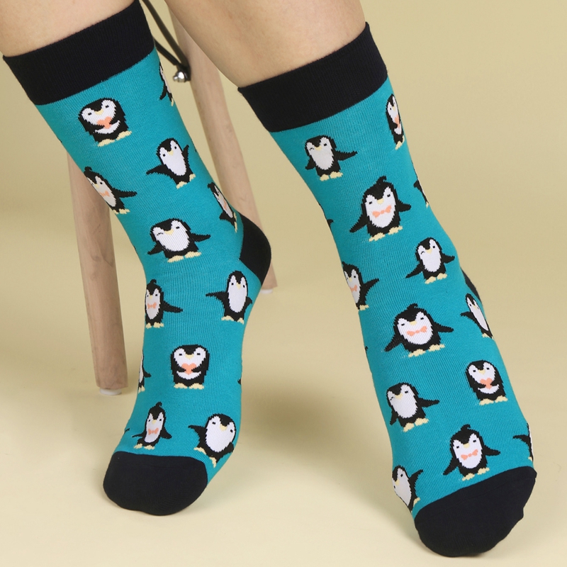 

GP original forest socks autumn and winter animal pictures high card moving dip penguin in simple core ins casual sock, Blue