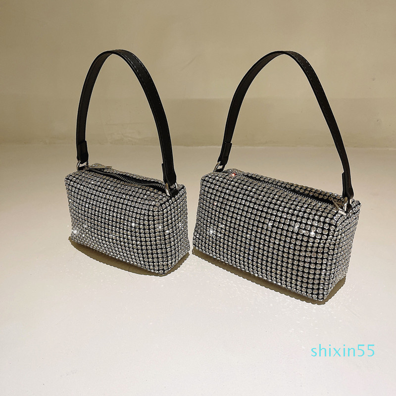 

Hot New Designer Luxury Miss Wang crystal diamond Dinner Bag Women Glitter Evening Lady Shiny Rhinestone Party Shoulder Bag2022, Choose type: big style 19 cm