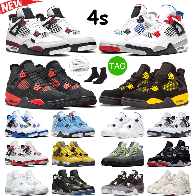 

2022 new 4s men women basketball shoes military black cat sail university blue white oreo cement jumpman 4 royalty mens trainer sports sneakers, # 36