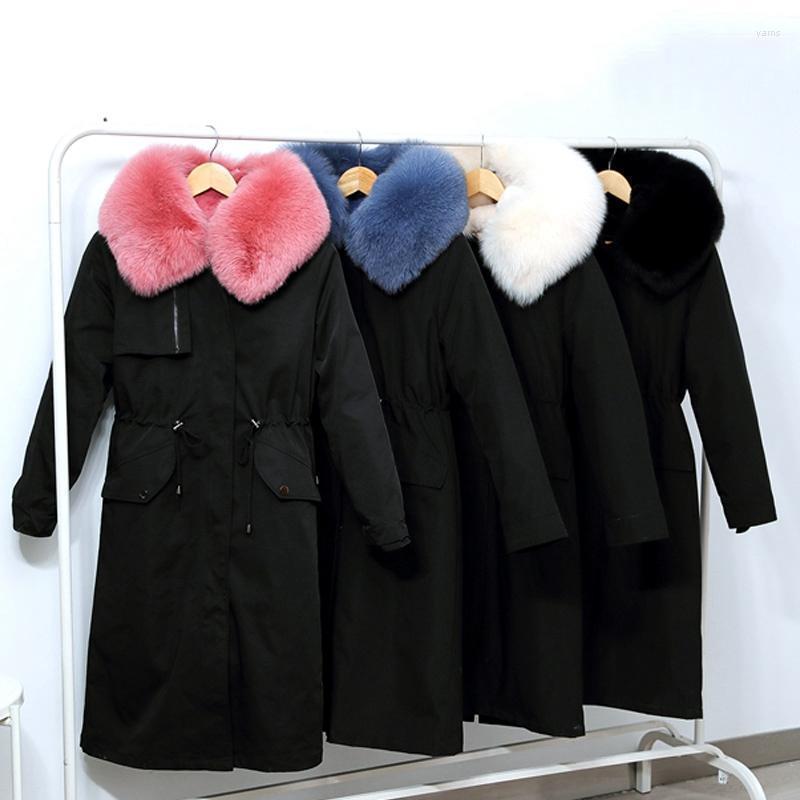 

Women's Down & Parkas 2022 Long Slim Fur Collar Winter Jacket Women Adjustable Warm Thicken Hooded Parka Coat Female Removable Plush Liner C, Black