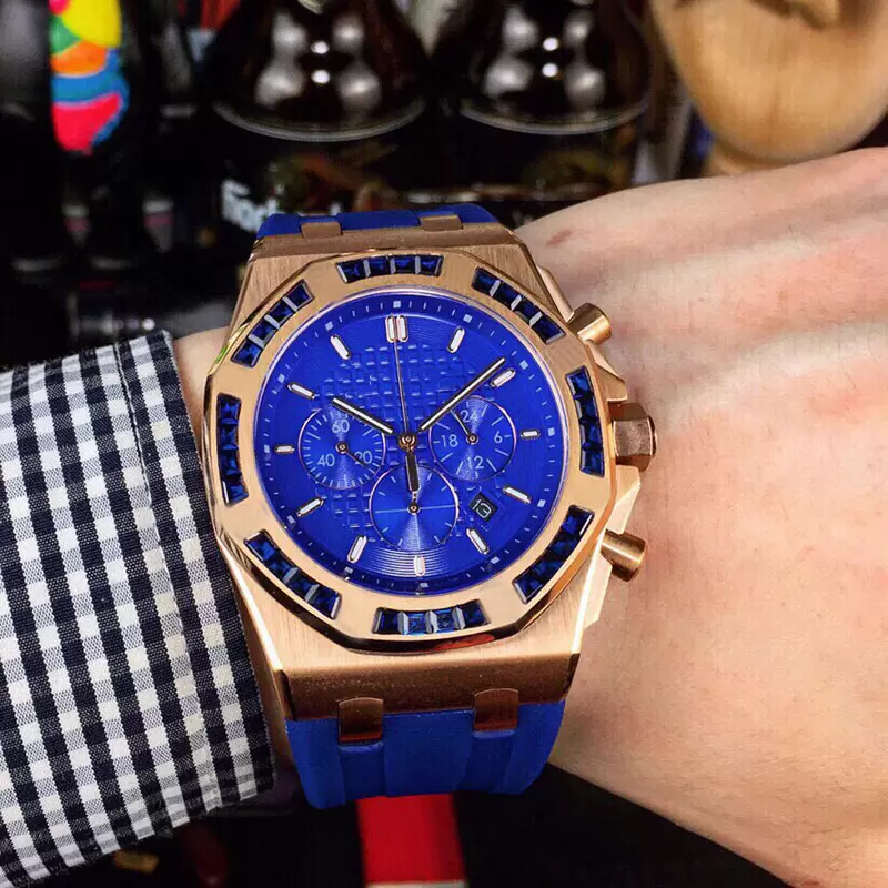 

Classic Mens Watches Quartz Movement Watch 42mm Fashion Business Wristwatches Montre De Luxe Gifts for Men Blue Wristwatch, Color 1