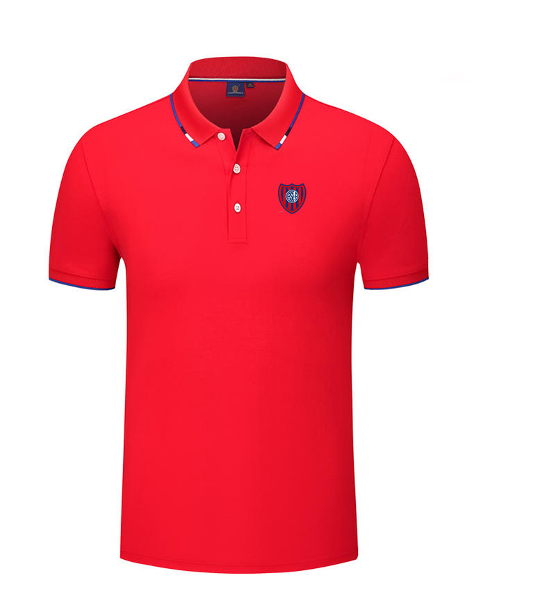 

San Lorenzo de Almagro Men's and women's POLO shirt silk brocade short sleeve sports lapel T-shirt LOGO can be customized, No 11