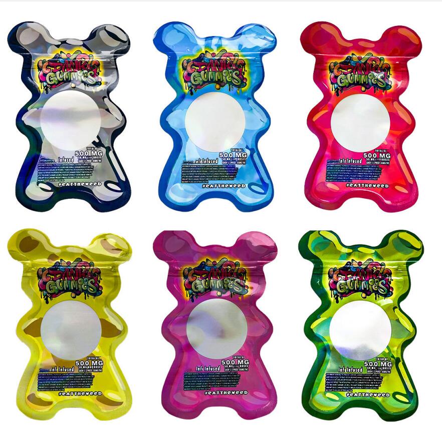 

Empty special-shaped 3.5g dank gummies Packaging Mylar bag wet plastic edibles sour candy package Packaging Worms 500 mg edible bear cube Packing wholesale