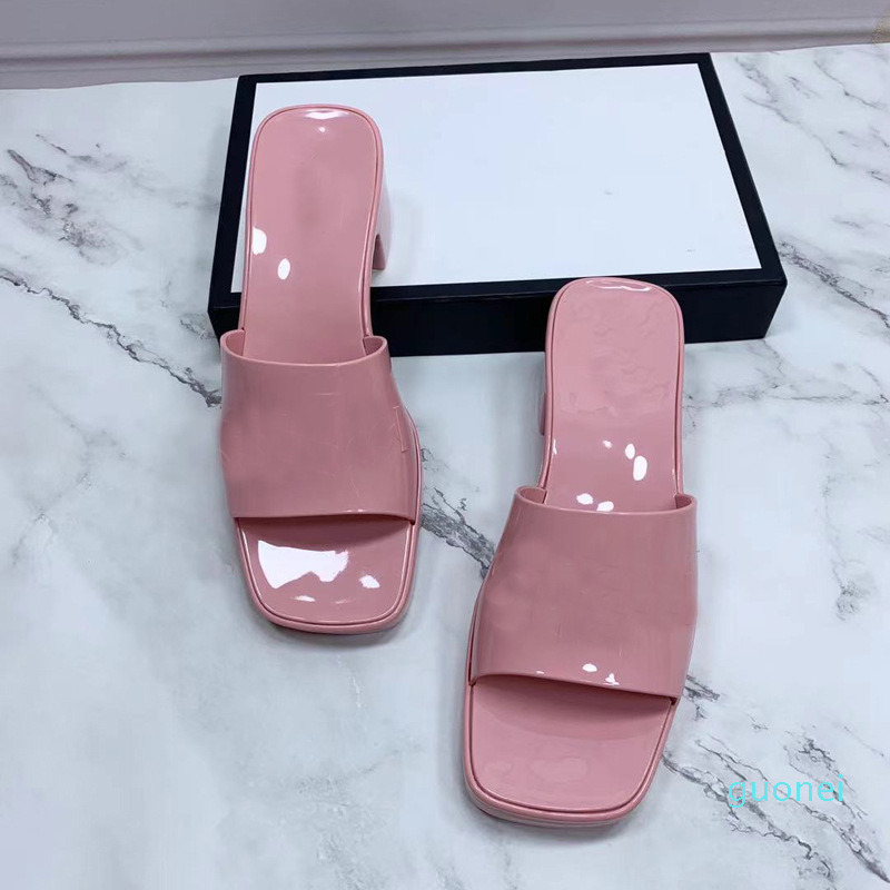 

2022 Women Luxury designer Sandals Slipper High Heels Rubber Slide Sandal Platform Chunky 2.4 heel height Shoes Summer Womens Embossed 2022, White