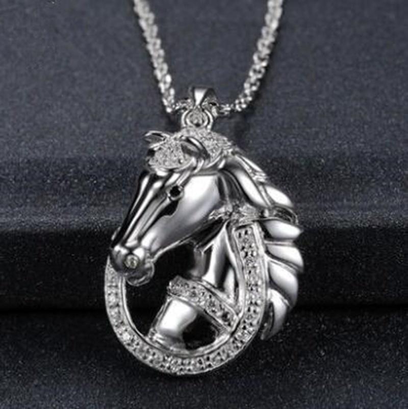 

Pendant Necklaces Traditional Animal Style Zircon Horse Necklace Unisex Hip Hop Rock JewelryPendant