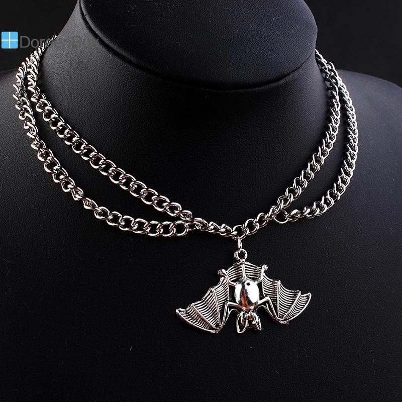 

Pendant Necklaces Doreen Box Halloween Punk Necklace Black Bat Animal Octopus Multilayer Layered For Women Men Jewelry Gift 1 PCPendant