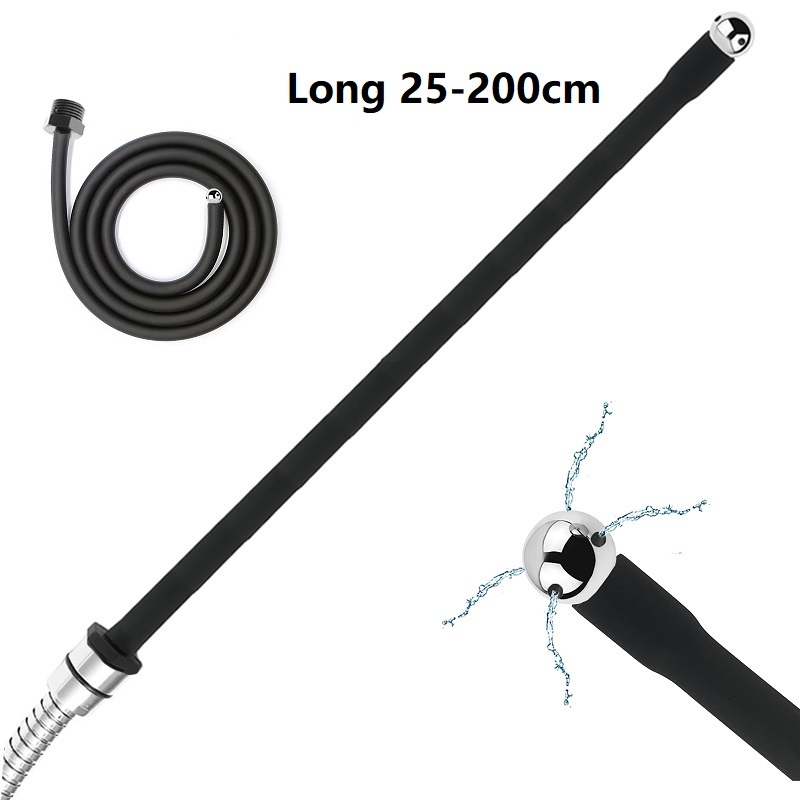 25 à 200 cm de long douche Silicone lavement seringue de douche anale nettoyage des perles de tête de bouche de bouche